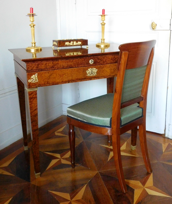Empire burr wood writing table / dressing table - Empire period, early 19th century