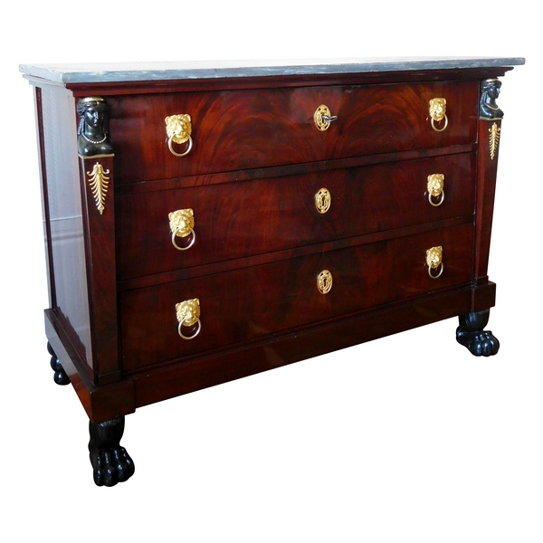 Mahogany commode / chest of drawers, Empire / Consulate production - France circa 1800