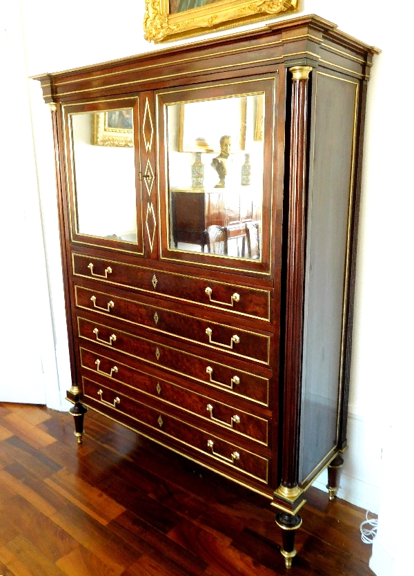 Antique French mahogany Directoire chest of drawers / cabinet, late 18th century circa 1790