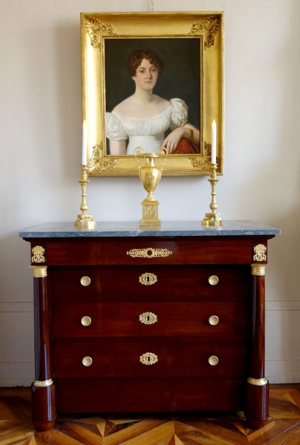 French Empire mahogany & ormolu chest of drawers or commode - early 19th century