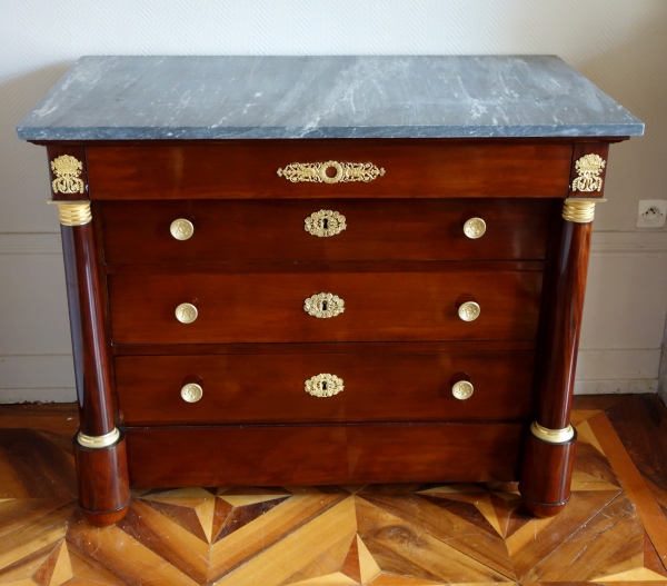 French Empire mahogany & ormolu chest of drawers or commode - early 19th century