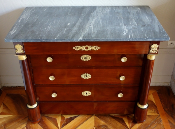 French Empire mahogany & ormolu chest of drawers or commode - early 19th century