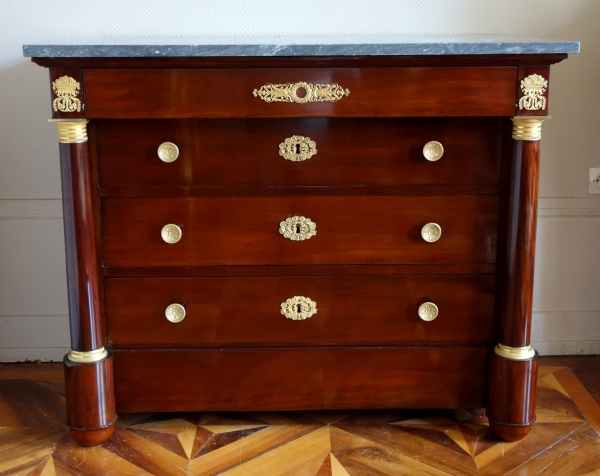 French Empire mahogany & ormolu chest of drawers or commode - early 19th century