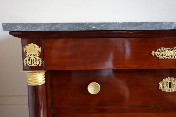 French Empire mahogany & ormolu chest of drawers or commode - early 19th century