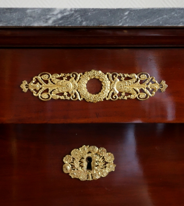 French Empire mahogany & ormolu chest of drawers or commode - early 19th century