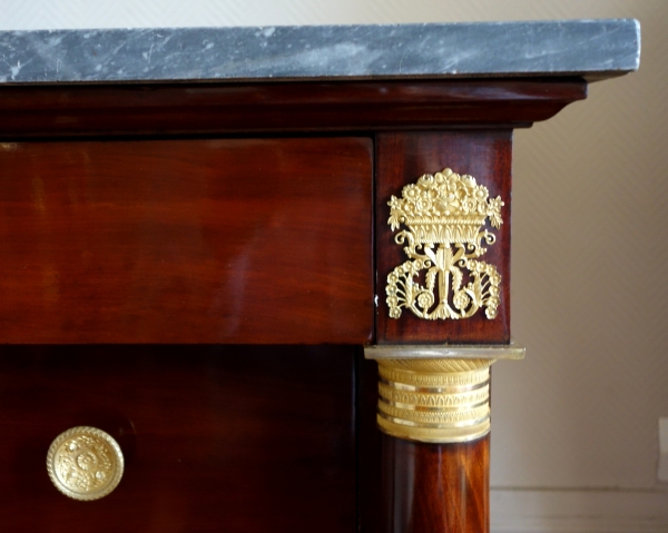 French Empire mahogany & ormolu chest of drawers or commode - early 19th century