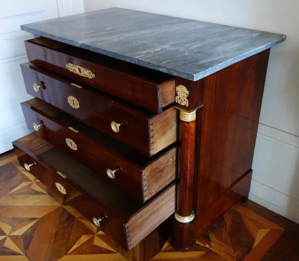 French Empire mahogany & ormolu chest of drawers or commode - early 19th century