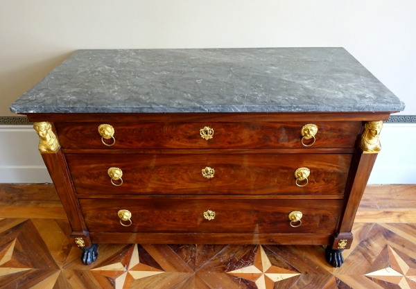 Early 19th century Empire mahogany chest of drawers, ormolu ornamentation