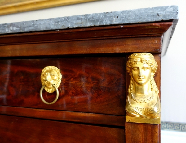 Early 19th century Empire mahogany chest of drawers, ormolu ornamentation