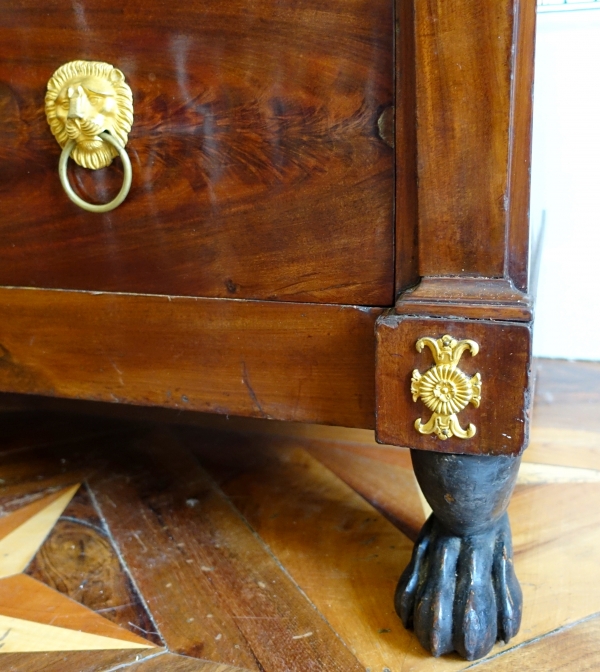 Early 19th century Empire mahogany chest of drawers, ormolu ornamentation