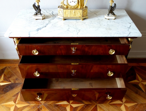 Mahogany and ormolu commode / chest of drawers, Consulate production circa 1800