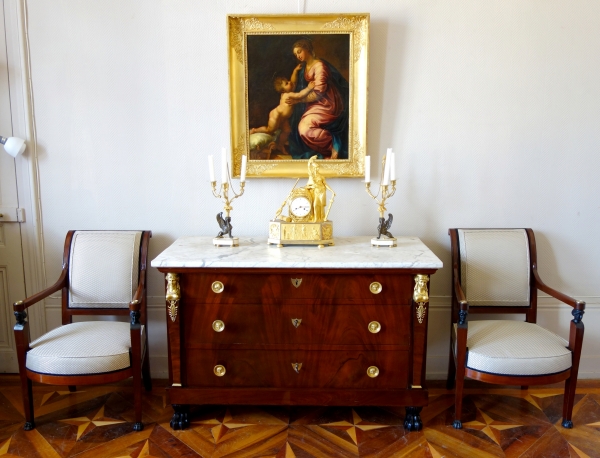 Mahogany and ormolu commode / chest of drawers, Consulate production circa 1800