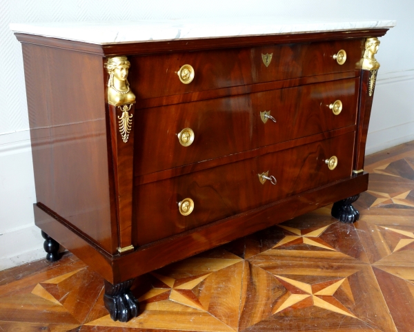 Mahogany and ormolu commode / chest of drawers, Consulate production circa 1800