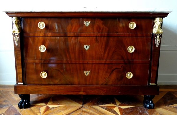 Mahogany and ormolu commode / chest of drawers, Consulate production circa 1800