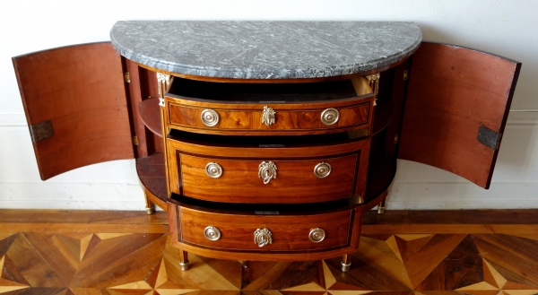 Fidelys Schey - Louis XVI half-moon shaped commode / chest of drawers, 18th century