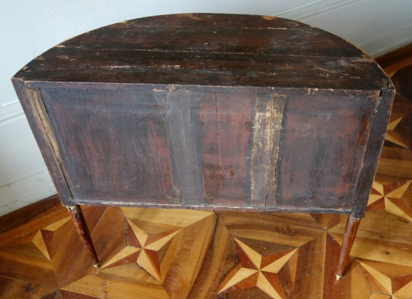 Louis XVI half-moon marquetry commode / chest of drawers, stamped - 18th century