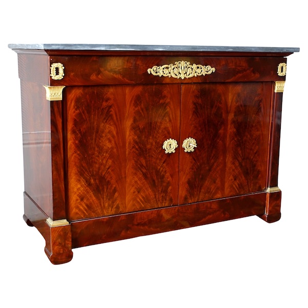 Empire mahogany commode, ormolu and blue Turquin marble, circa 1810 - 1820