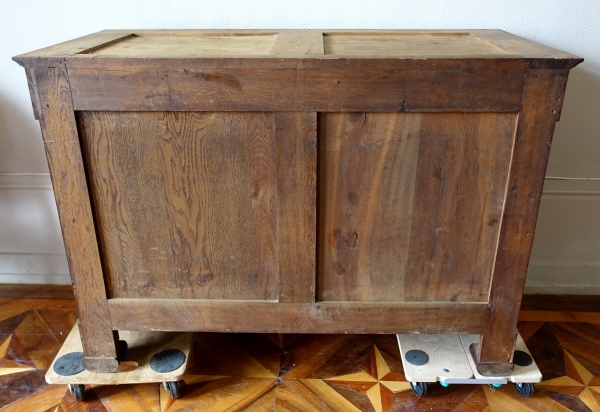 Commode à l'Anglaise en acajou, époque Empire Restauration - bronzes dorés et marbre bleu Turquin