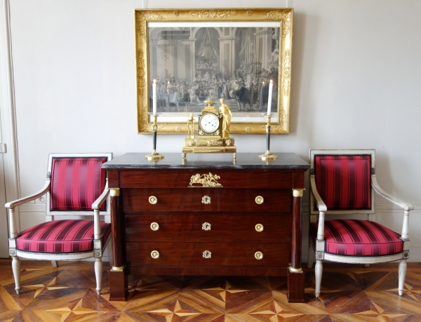 French Empire mahogany chest of drawers or commode - ormolu bronzes attributed to Ravrio