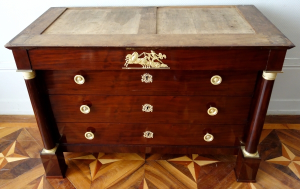 French Empire mahogany chest of drawers or commode - ormolu bronzes attributed to Ravrio