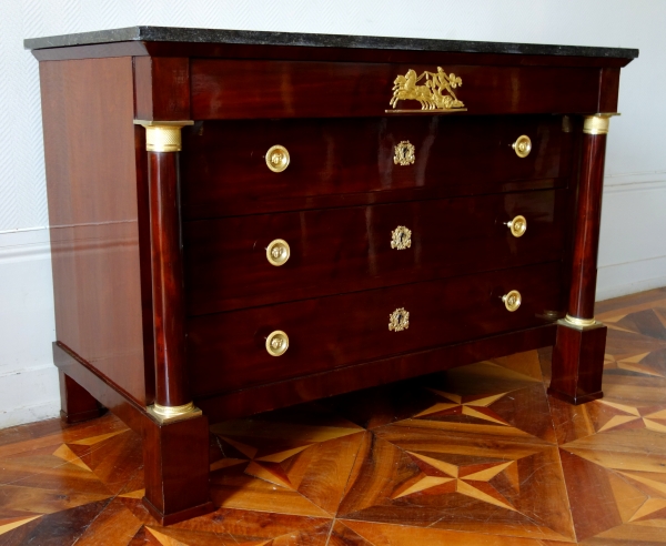 French Empire mahogany chest of drawers or commode - ormolu bronzes attributed to Ravrio