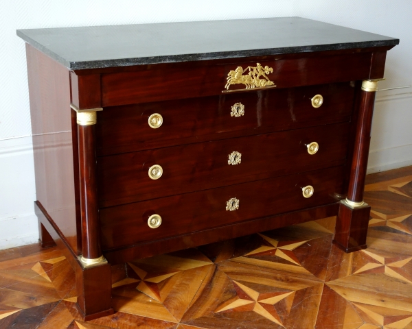 French Empire mahogany chest of drawers or commode - ormolu bronzes attributed to Ravrio