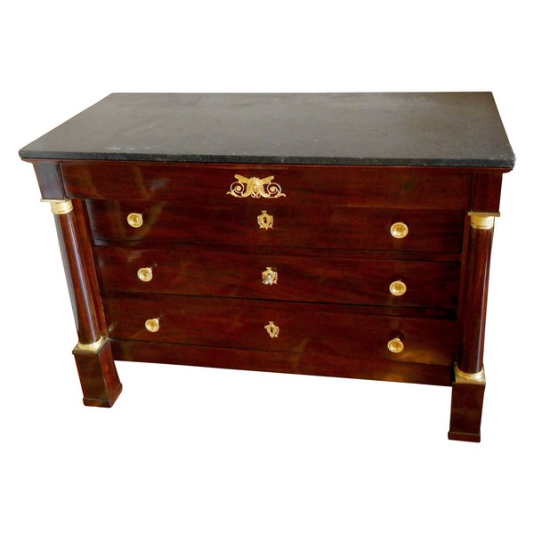 French Empire mahogany & ormolu chest of drawers / commode, early 19th century