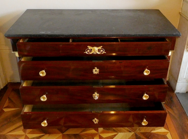 French Empire mahogany & ormolu chest of drawers / commode, early 19th century