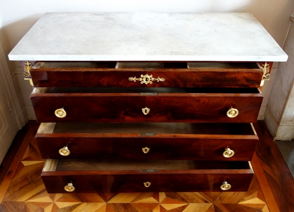 French Empire mahogany & ormolu chest of drawers / commode, early 19th century