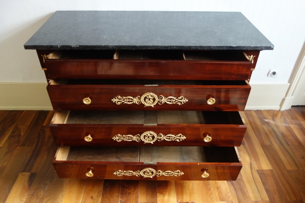 Empire mahogany and ormolu commode, attributed to Marcion