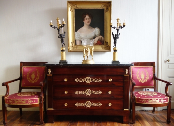 Empire mahogany and ormolu commode, attributed to Marcion