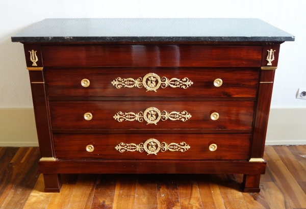 Empire mahogany and ormolu commode, attributed to Marcion