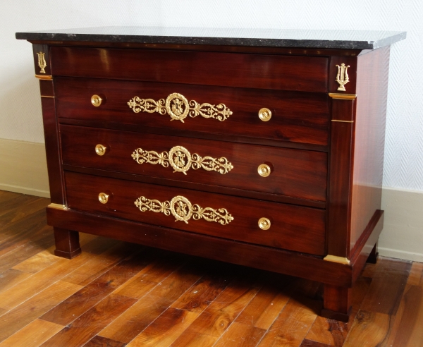 Empire mahogany and ormolu commode, attributed to Marcion