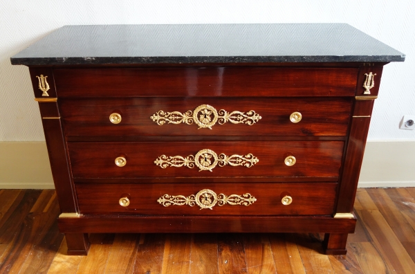 Empire mahogany and ormolu commode, attributed to Marcion