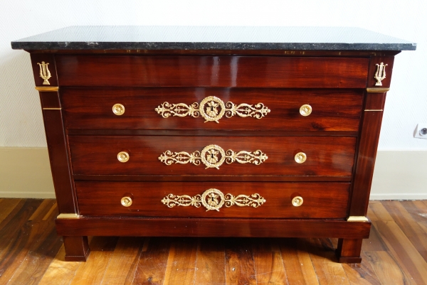 Empire mahogany and ormolu commode, attributed to Marcion