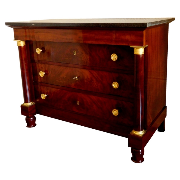 French Empire mahogany & ormolu chest of drawers or commode - 115cm