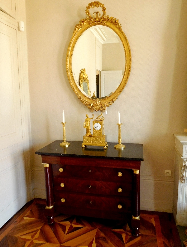 French Empire mahogany & ormolu chest of drawers or commode - 115cm