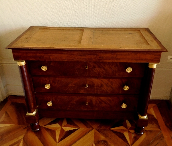 French Empire mahogany & ormolu chest of drawers or commode - 115cm