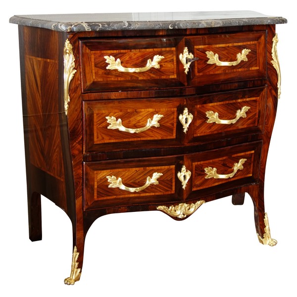 JB Galet : Louis XV marquetry chest of drawers / commode - stamped