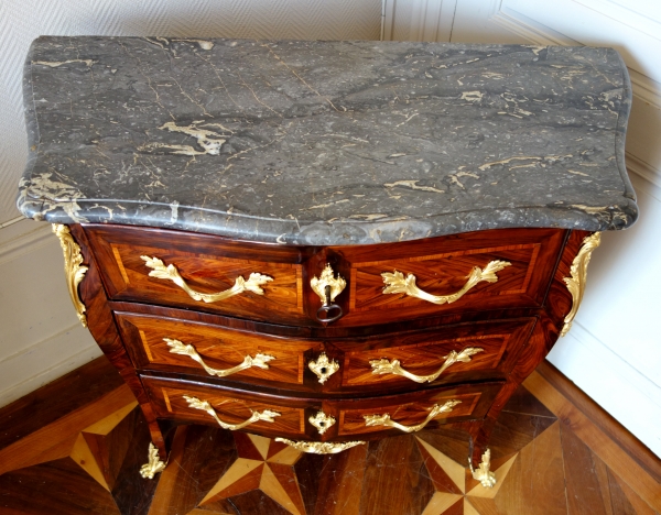 JB Galet : Louis XV marquetry chest of drawers / commode - stamped