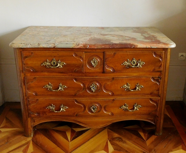 Claude Lebesgue : commode Ile-de-France d'époque Régence en chêne, estampillée
