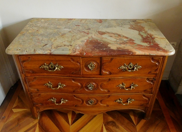 Claude Lebesgue : walnut chest of drawers / commode, Regency period, stamped