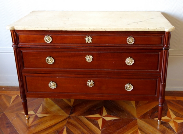 Nicolas Petit : Louis XVI mahogany commode / chest of drawers, 18th century - signed