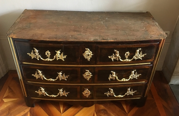 French Regency violet wood commode stamped Chevallier