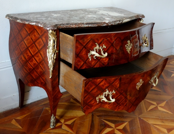 Louis XV violet wood marquetry commode / chest of drawers