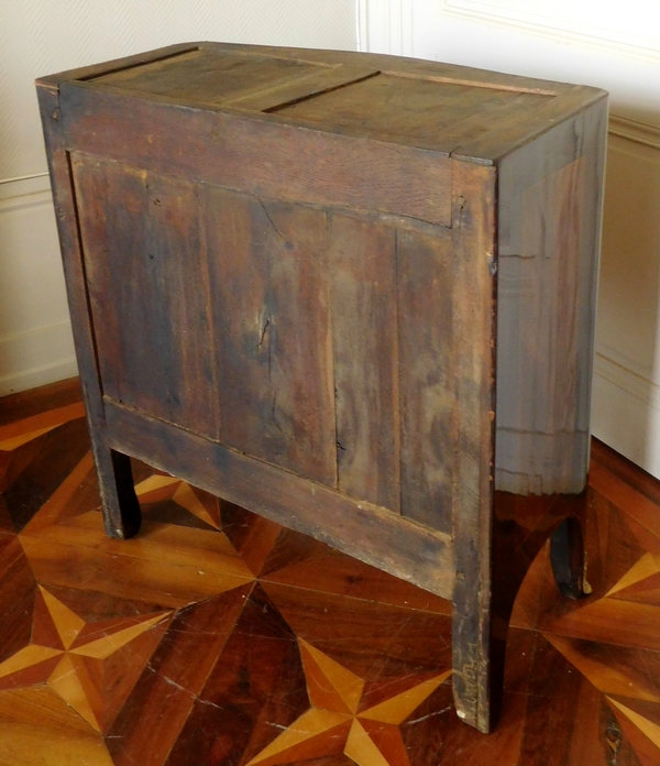 Jean Holthausen : petite commode d'époque Louis XV en marqueterie estampillée - largeur 80cm