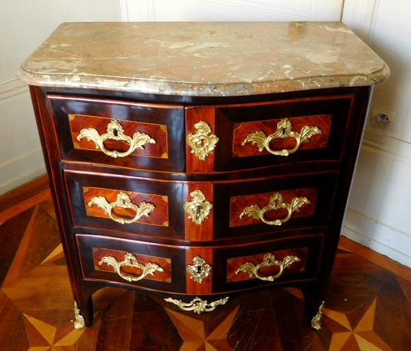 Jean Holthausen : Louis XV marquetry commode / chest of drawers - stamped - 80cm wide