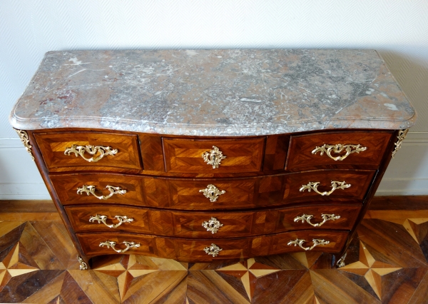 Francois Garnier : large marquetry commode, 18th century production - Louis XV period - stamped