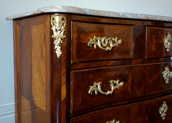 Francois Garnier : large marquetry commode, 18th century production - Louis XV period - stamped