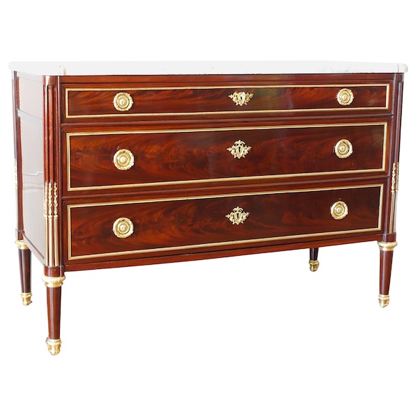 Stockel : Louis XVI mahogany & ormolu chest of drawers - late 18th century - stamped